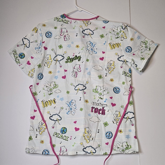 Care Bears Adorable Pink & White Scrub Top Measures Like A Large (Labled S) 2008 - Picture 2 of 15